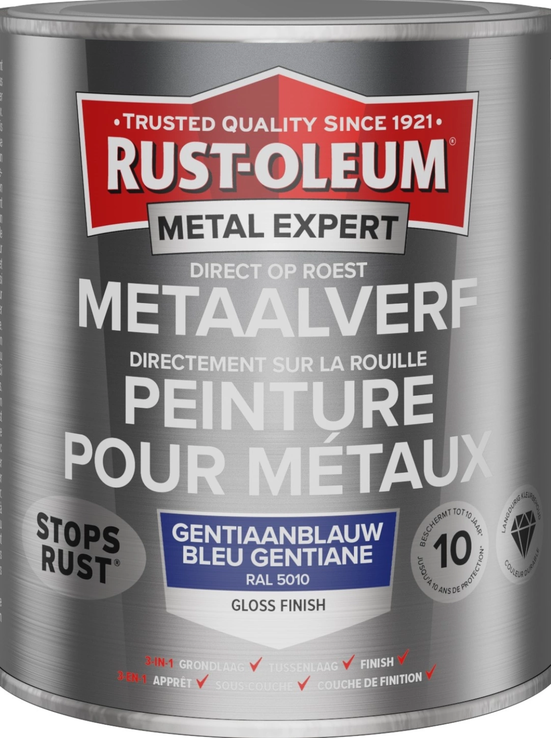 Rust-Oleum Metalexpert Hoogglans - RAL 5010 gentiaanblauw - 0,25L-image