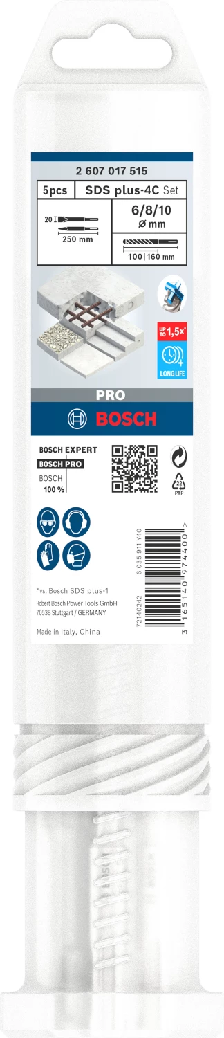 Bosch 2607017515 PRO Jeu de 5 burins et forets SDS plus-4C-image