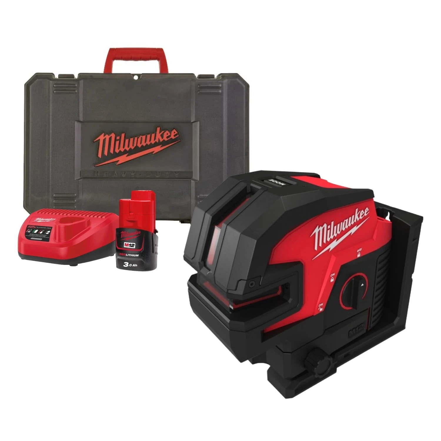 Milwaukee M12 CLL4P-301C kruislijnlaser™ met 4 punten in transportkoffer (1x 3.0 Ah Accu) - Groen - 12V-image