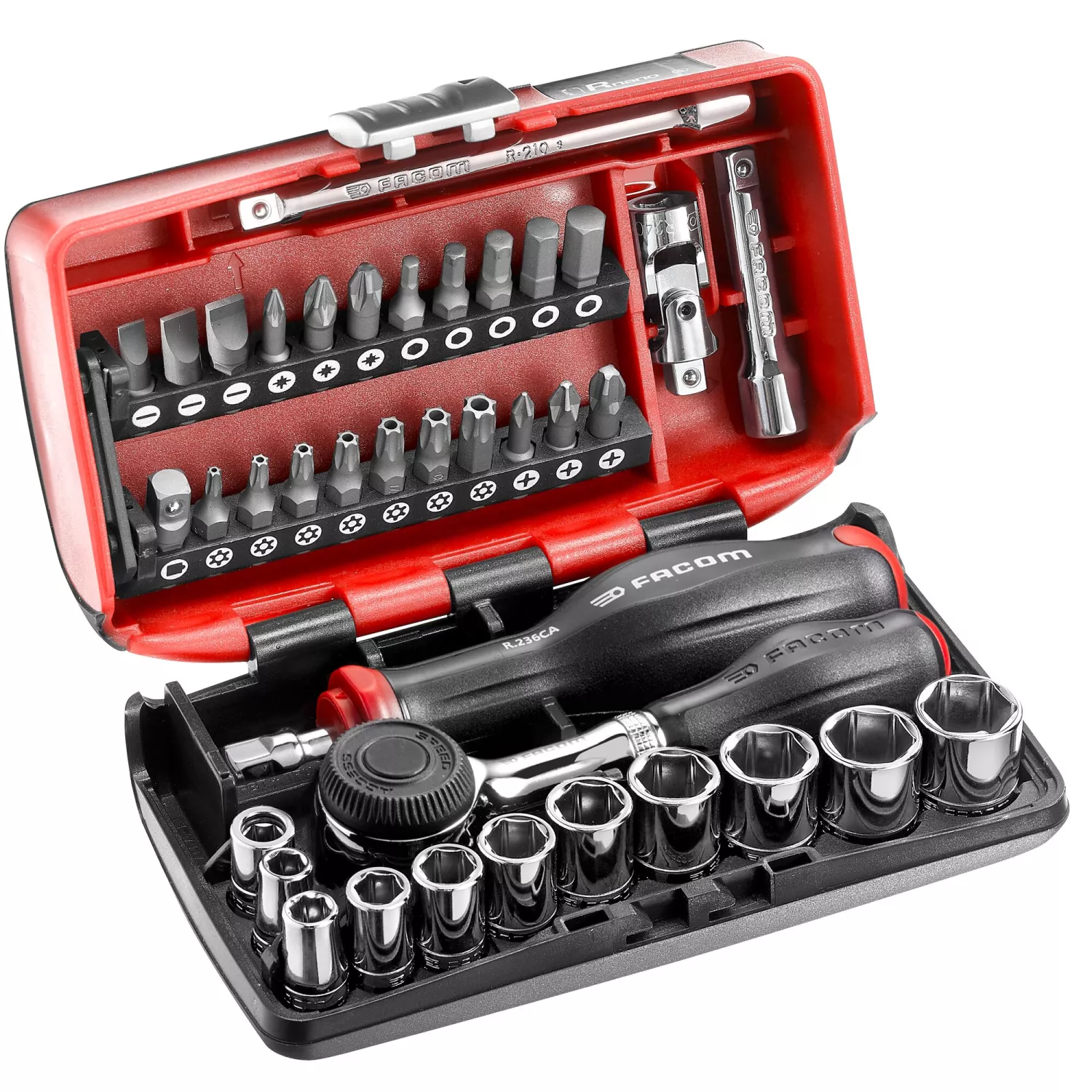 Facom R.360NANOPB 17-delige Ratel- en doppenset in koffer - 1/4" 6-kant - Metrisch