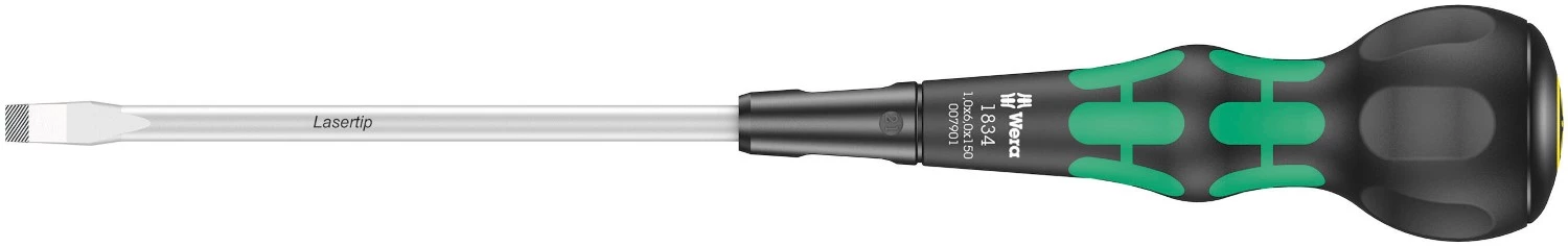 Wera 05007901001 1834 Kraftform Ball-Grip Tournevis à fente lame d'atelier - 1,0 x 6,0 x 100 mm-image