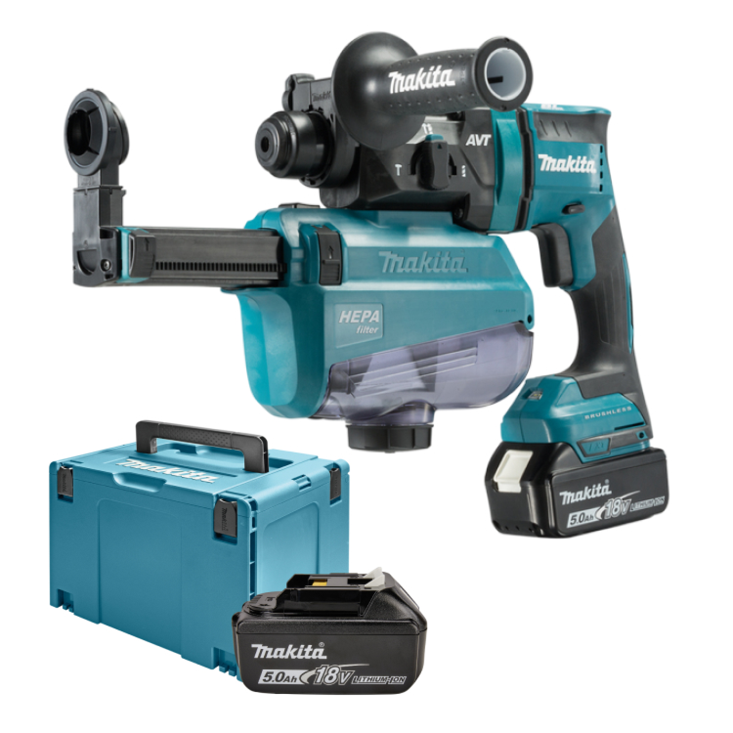 Makita DHR182RTWJ Perforateur burineur sans-fil - 18V Li-ion - SDS-plus - Kit (2x 5,0 Ah) - Mbox - 1,7 J - brushless-image