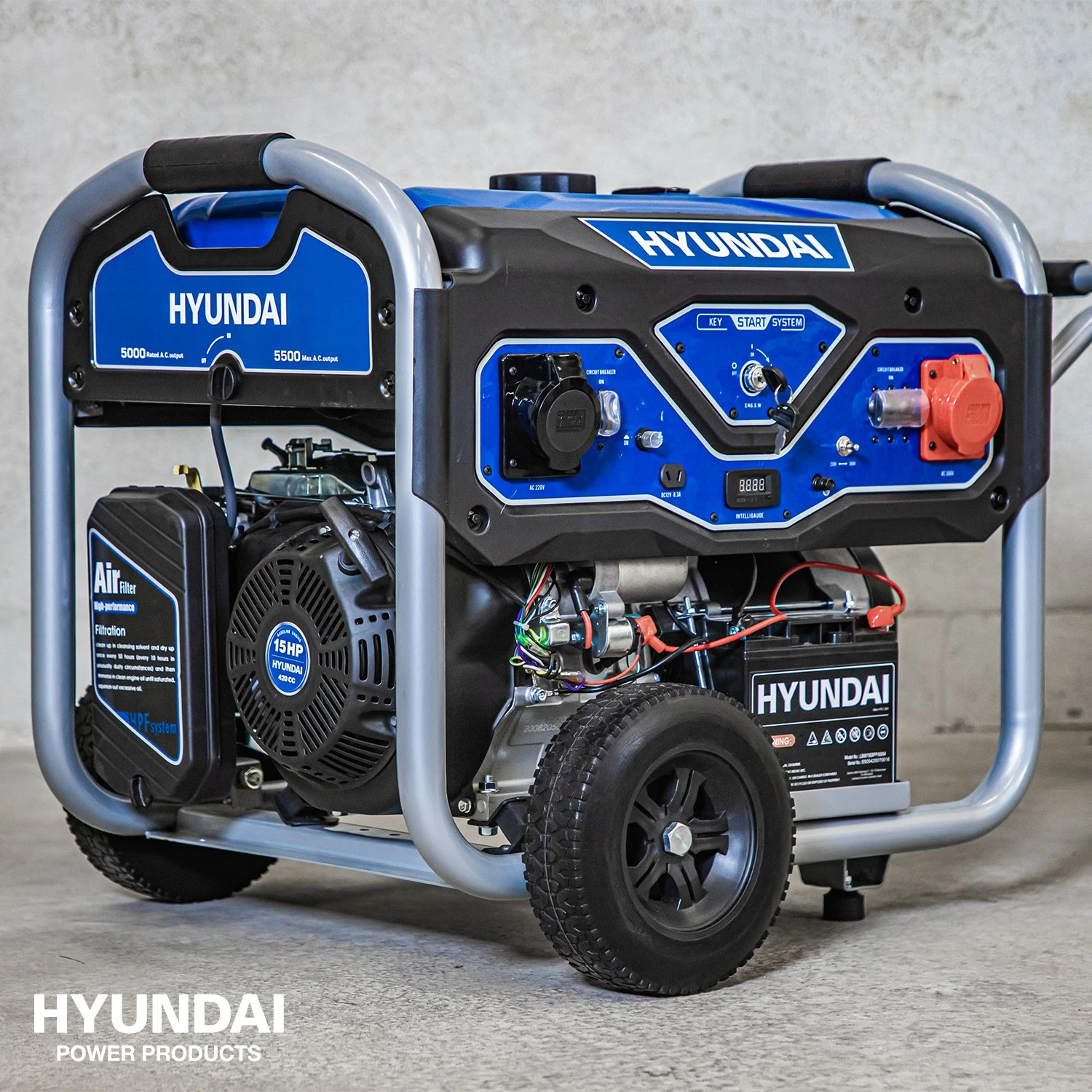 Hyundai LS6875EB Benzine generator met elektrische start - OHV Motor - 5000W - 3 Fase Full Power-image