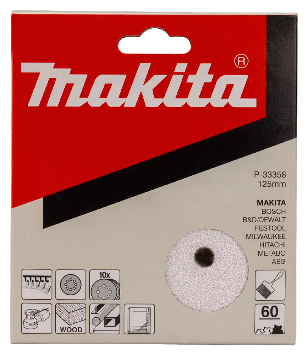 Makita P-33358 - Disque abrasif - blanc - G60 - 125mm (10pcs)-image