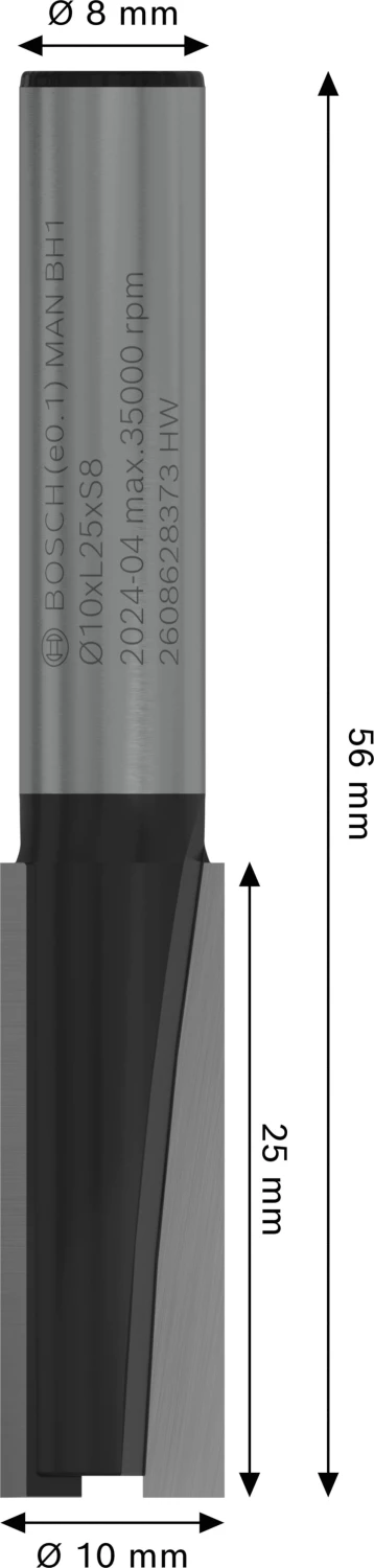 Bosch 2608628373 - Fraise à rainurer droit 8 mm, D1 10 mm, L 25,4 mm, G 56 mm-image