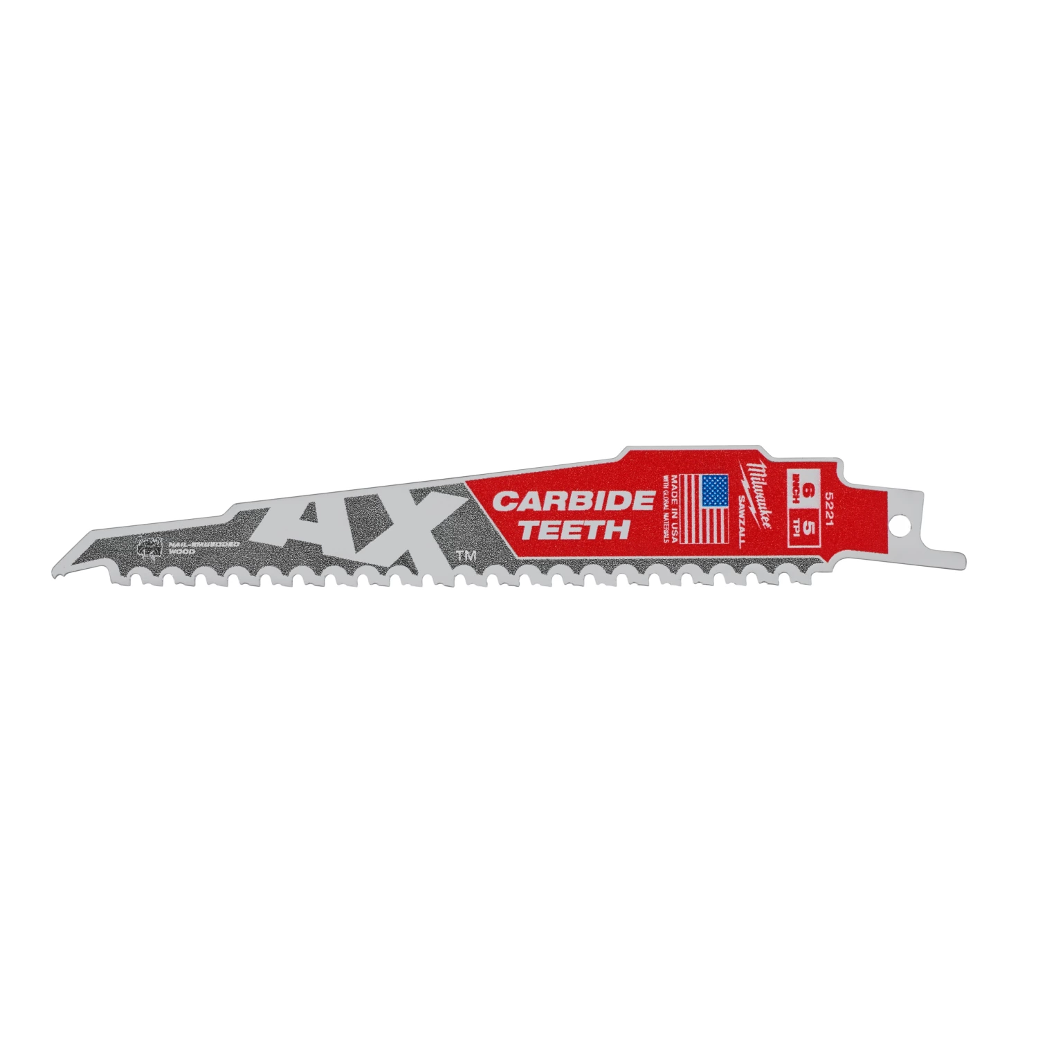 Milwaukee 48475521 Sawzall Reciprozaagblad The AX Carbide - 150 x 5TPI - hout - 5st-image