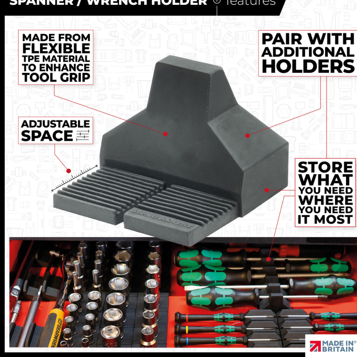 StealthMounts DHSP-SP-10 Support pour clés Drawer Hive pour commode - noir - 10 pièces-image