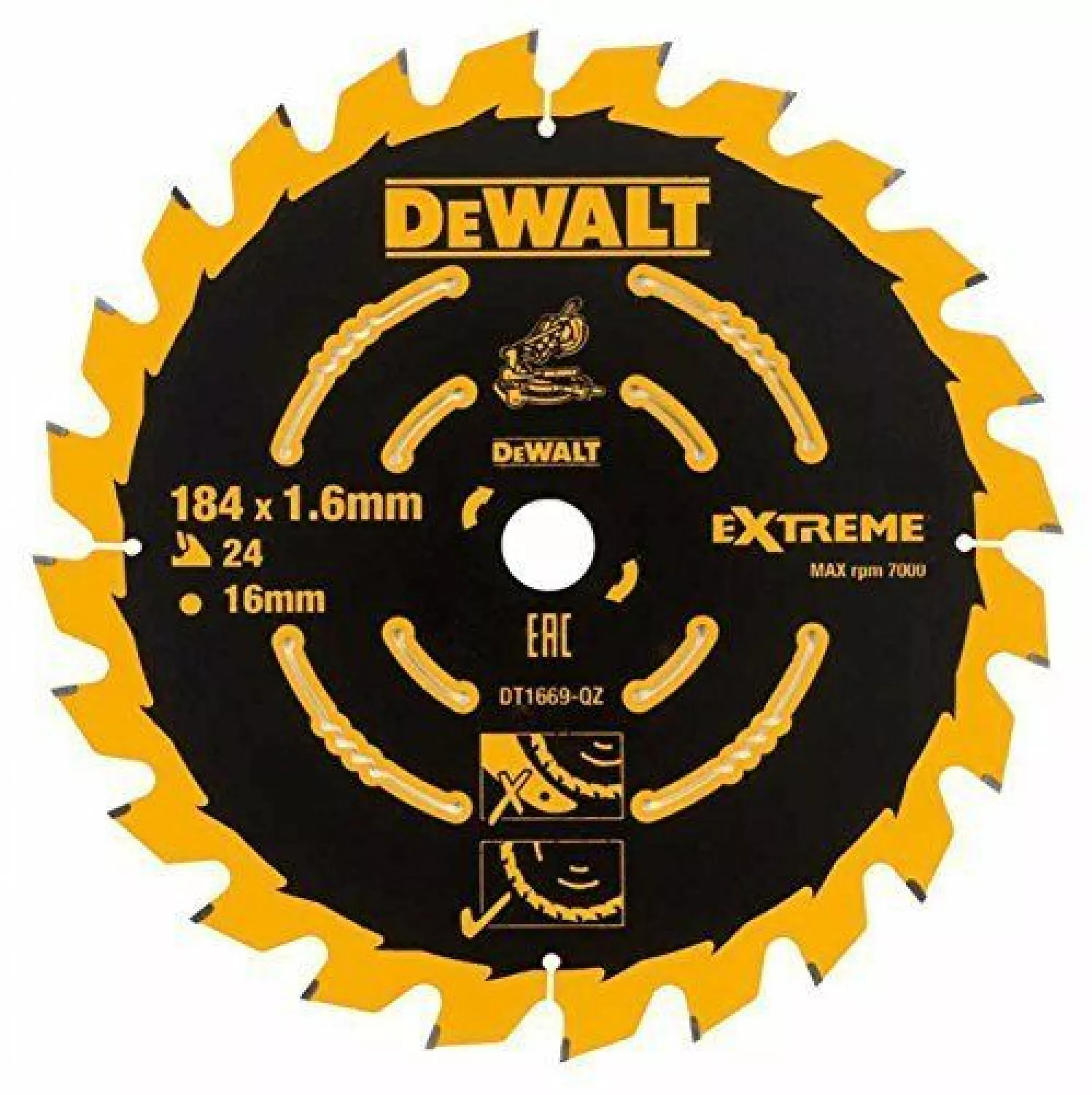 DeWALT DT1669 Extreme Cirkelzaagblad - 184 x 16 x 24T - Hout-image