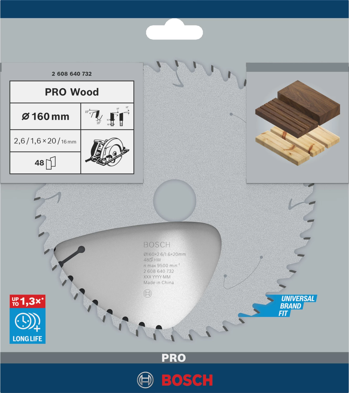 Bosch 2608640732 - Lame de Scie Circulaire Optiline Wood, 160 x 20/16 x 2,6 mm, 48D-image