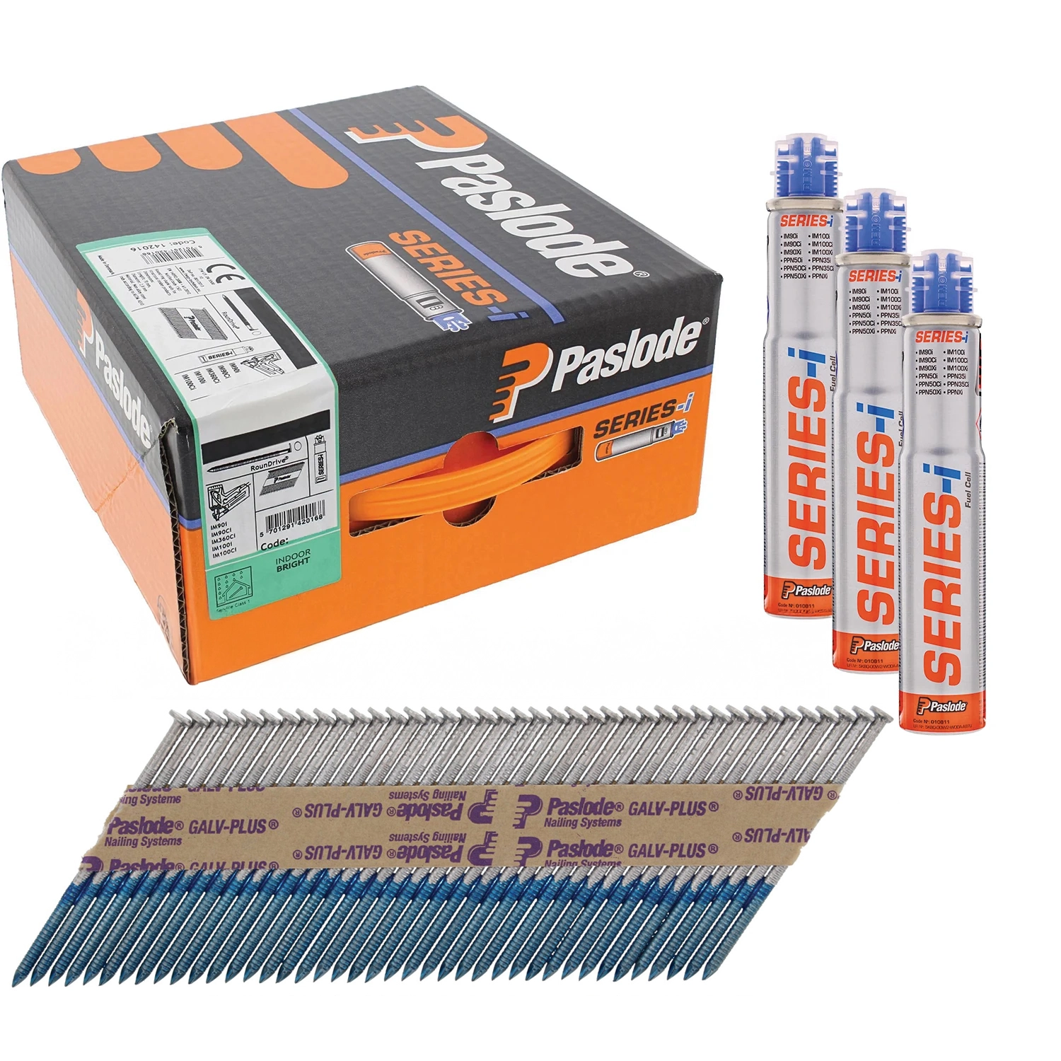 Paslode 142007 Papiergebonden Stripnagels incl. gas IM90 - 2,8x51mm - Ring Galv+ Rd (3750st)-image