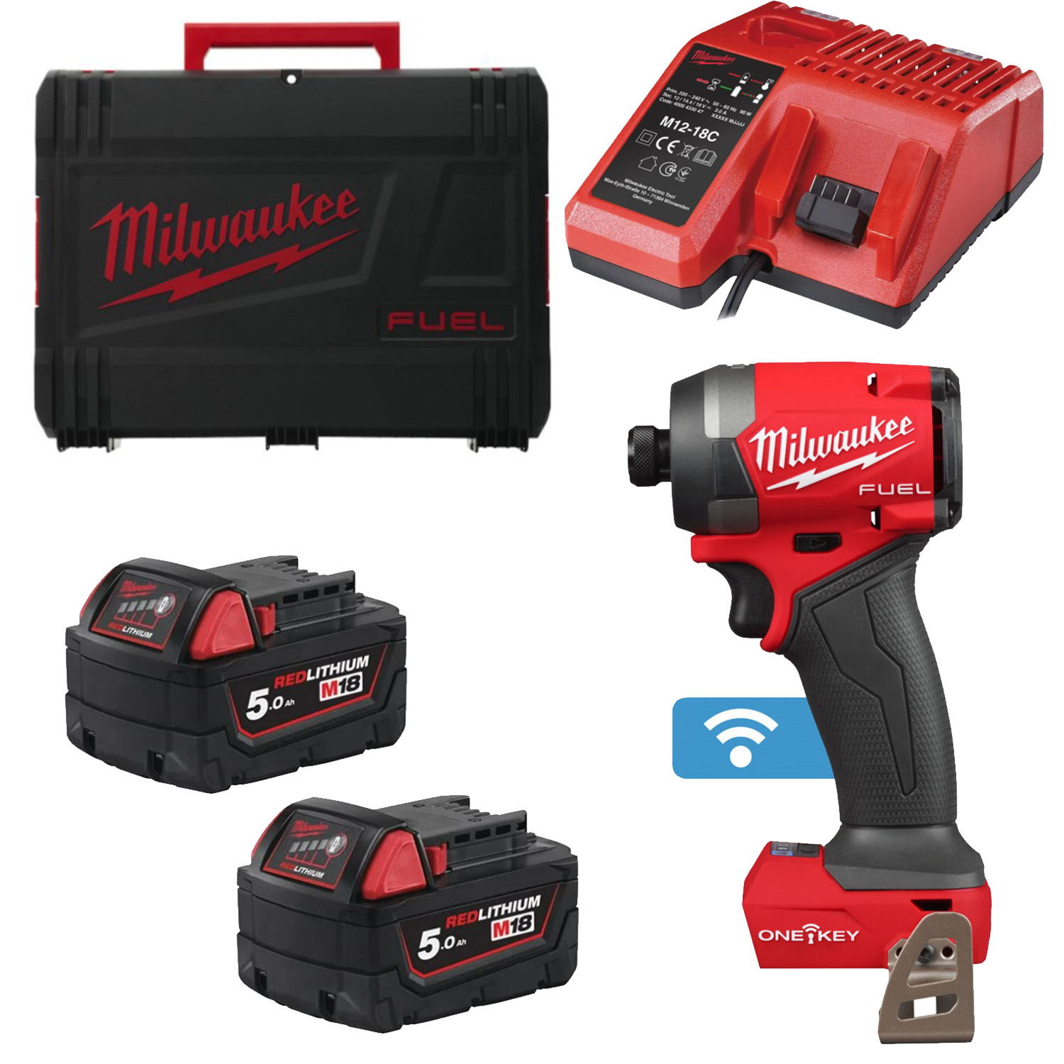 Milwaukee M18 ONEID3-502X 18V Li-Ion accu Slagschroevendraaier set (2x 5.0Ah accu) in HD box - ONE KEY - koolborstelloos-image