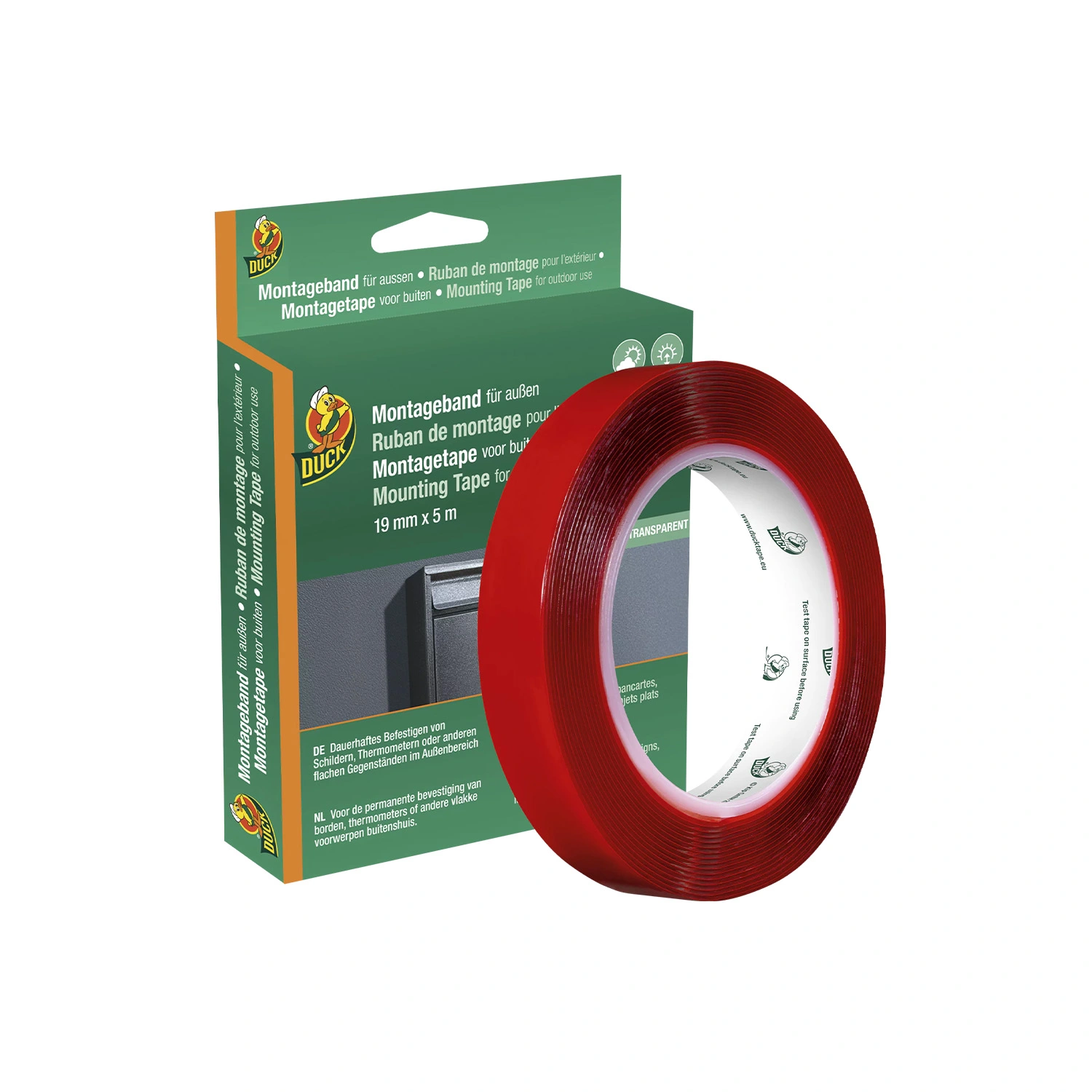 Duck Tape 140-00 Ruban de montage pour l'extérieur - Transparent - 19 mm x 5 m