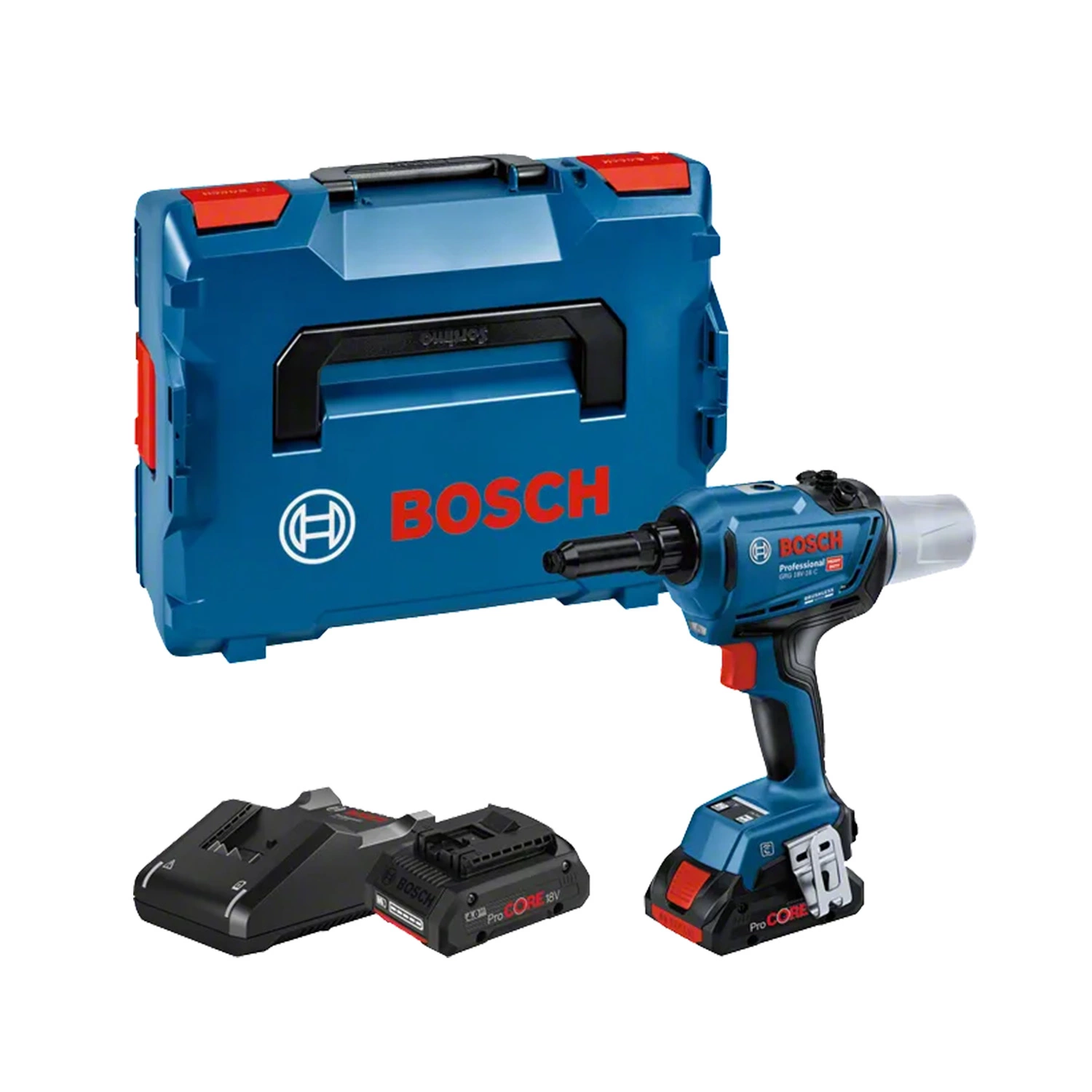 Bosch GRG 18V-16 C 18V Li-ion Accu popnageltang set (2x 4.0Ah) in L-boxx-image