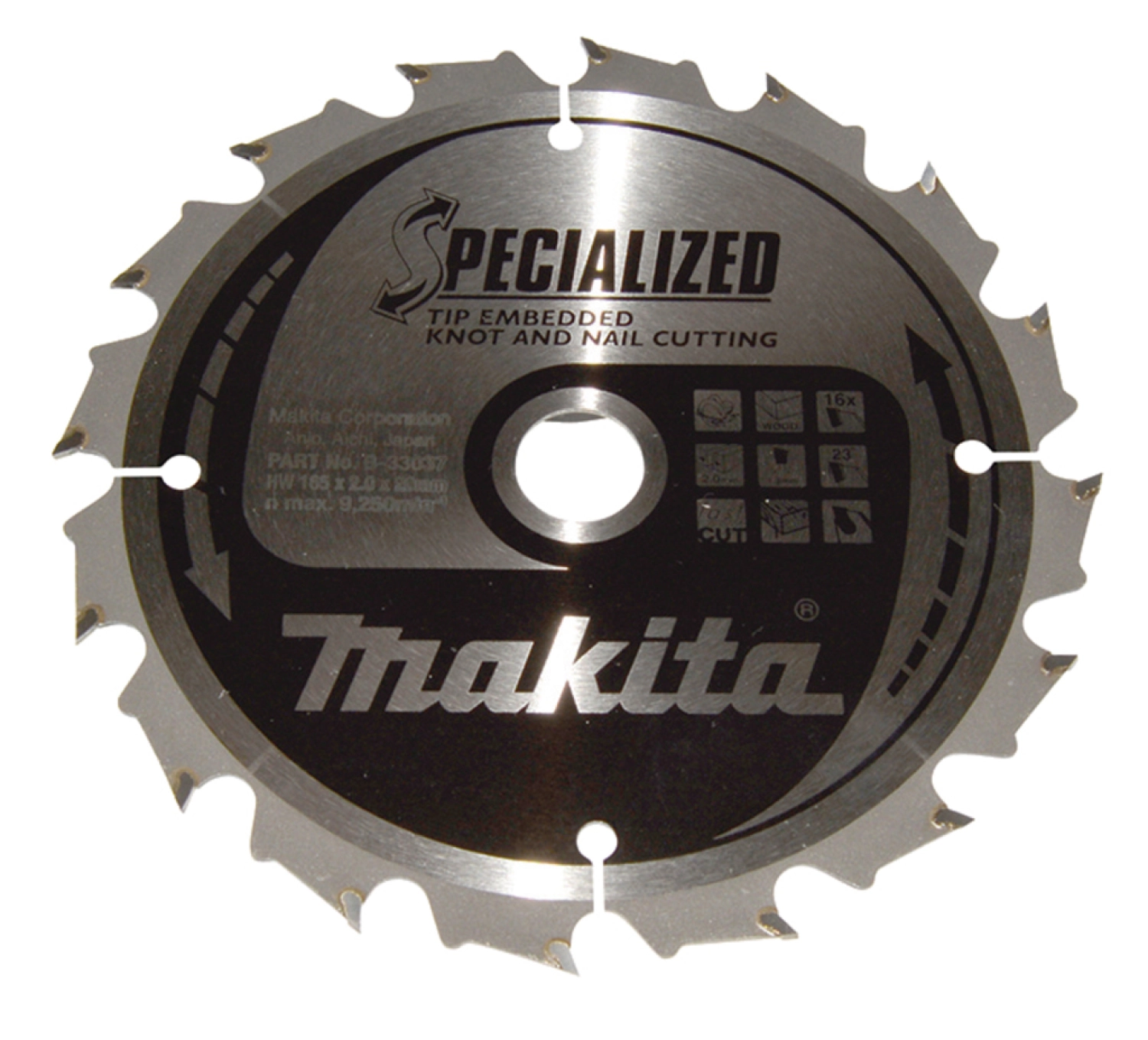 Makita B-33037 Specialized cirkelzaagblad voor Hout (noest/spijker) - 165 x 30 x 60T-image