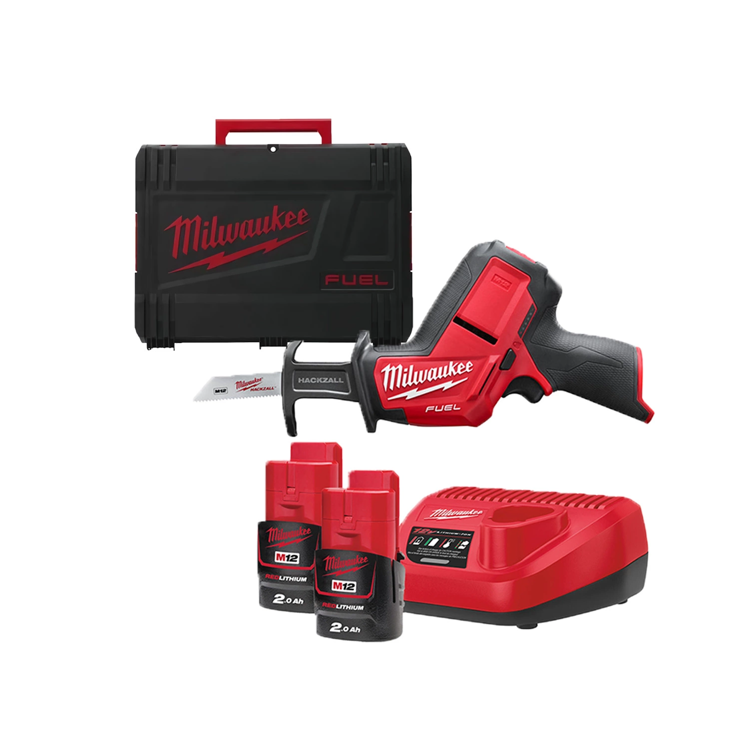 Milwaukee M12 CHZ-402C 12V Li-ion accu subcompacte reciprozaag set (2x 4.0Ah accu) in koffer-image