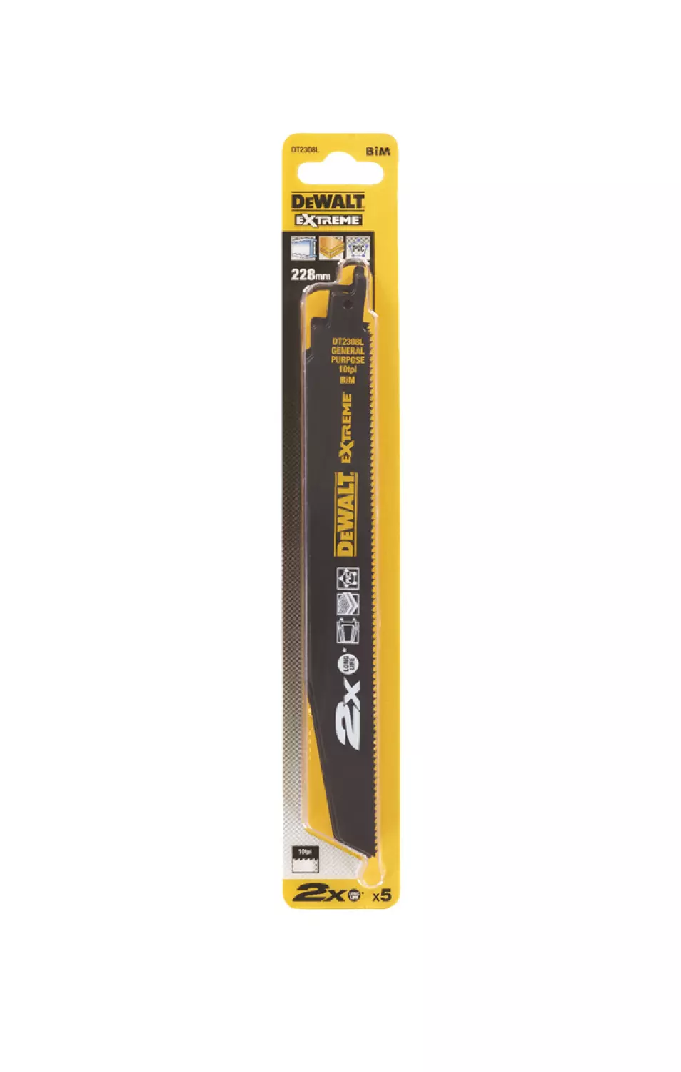 DeWALT DT2308L Reciprozaagblad - 228 x 2,5mm - Universeel (5st)-image