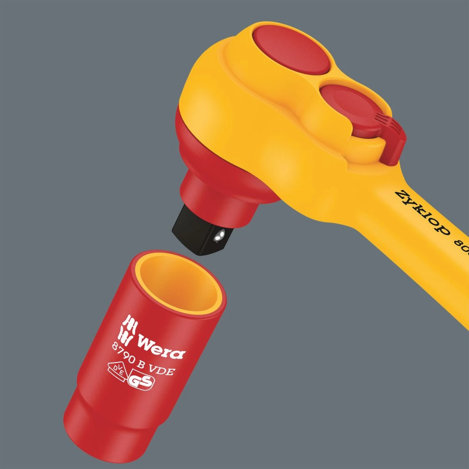 Wera 05150116001 28 pièces 9726 8007 B VDE Zyklop VDE Jeu de clés à cliquet et douilles dans un insert en mousse - 3/8"-image