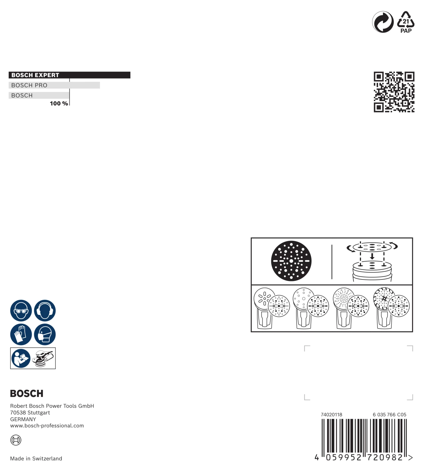 Bosch 2608902445 Disque abrasif EXPERT O780 avec support film - 150 mm - K240 (6 pièces)-image