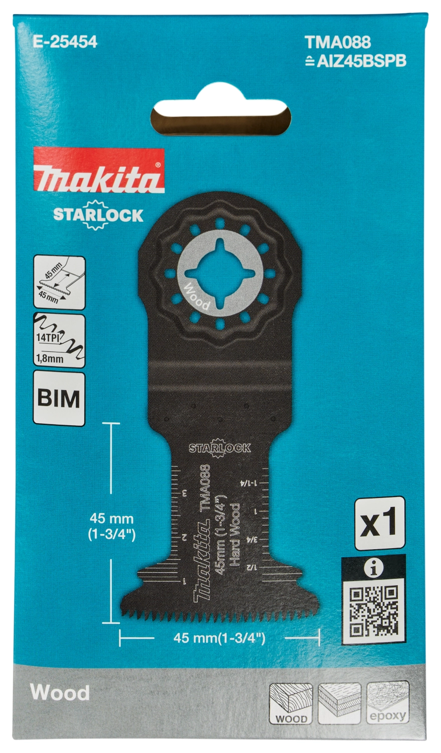 Makita E-25454 TMA088 Lame de scie pliante 45 x 45 mm - Bois dur (1 pièce)-image
