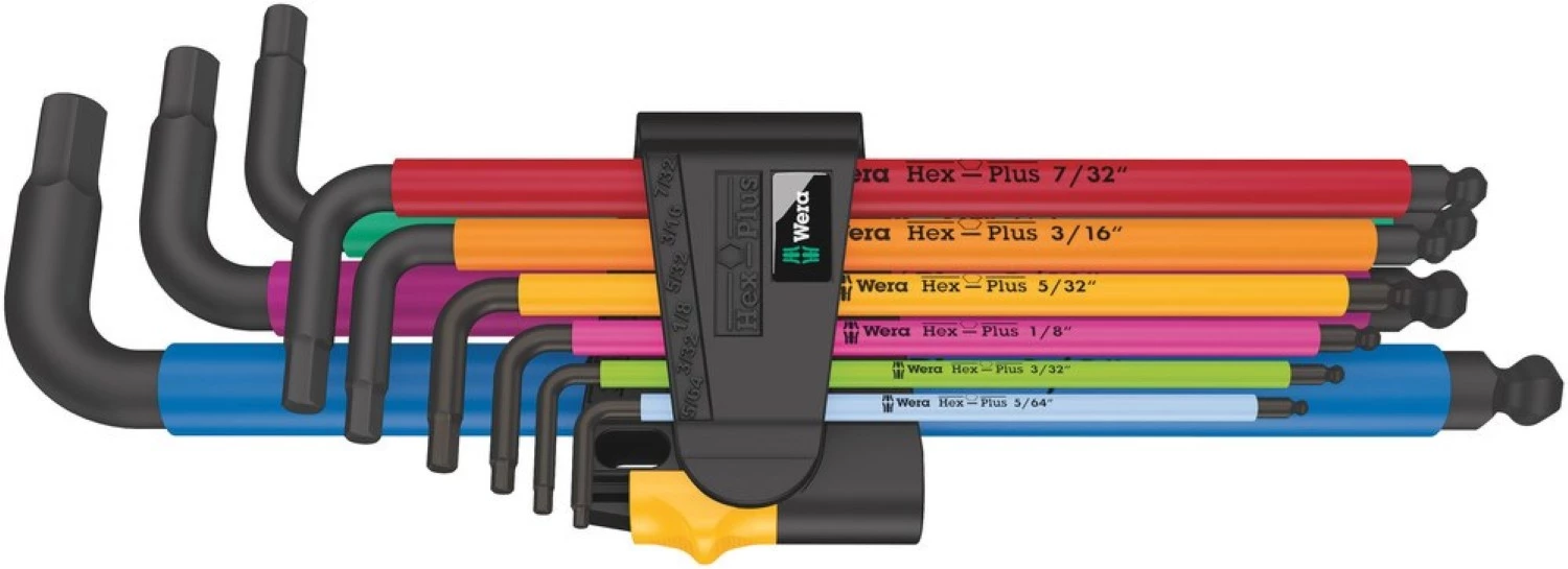 Wera 05022640001 Jeu de 9 clés Allen Hex-Plus Multicolour Imperial 2 BlackLaser - pouces - 5/16« -3/8 »-image