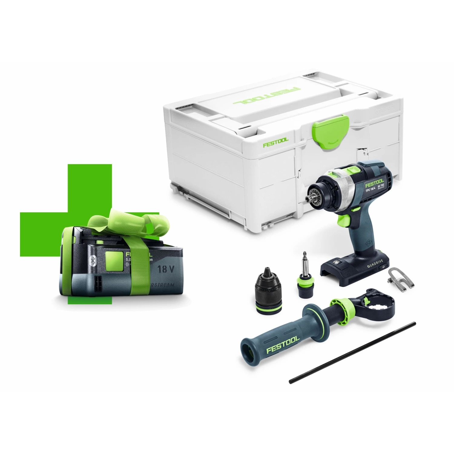 Festool TPC 18/4 I-Basic QUADRIVE 18V Li-Ion accu klopboormachine in systainer - met 5.2 Ah accu-image