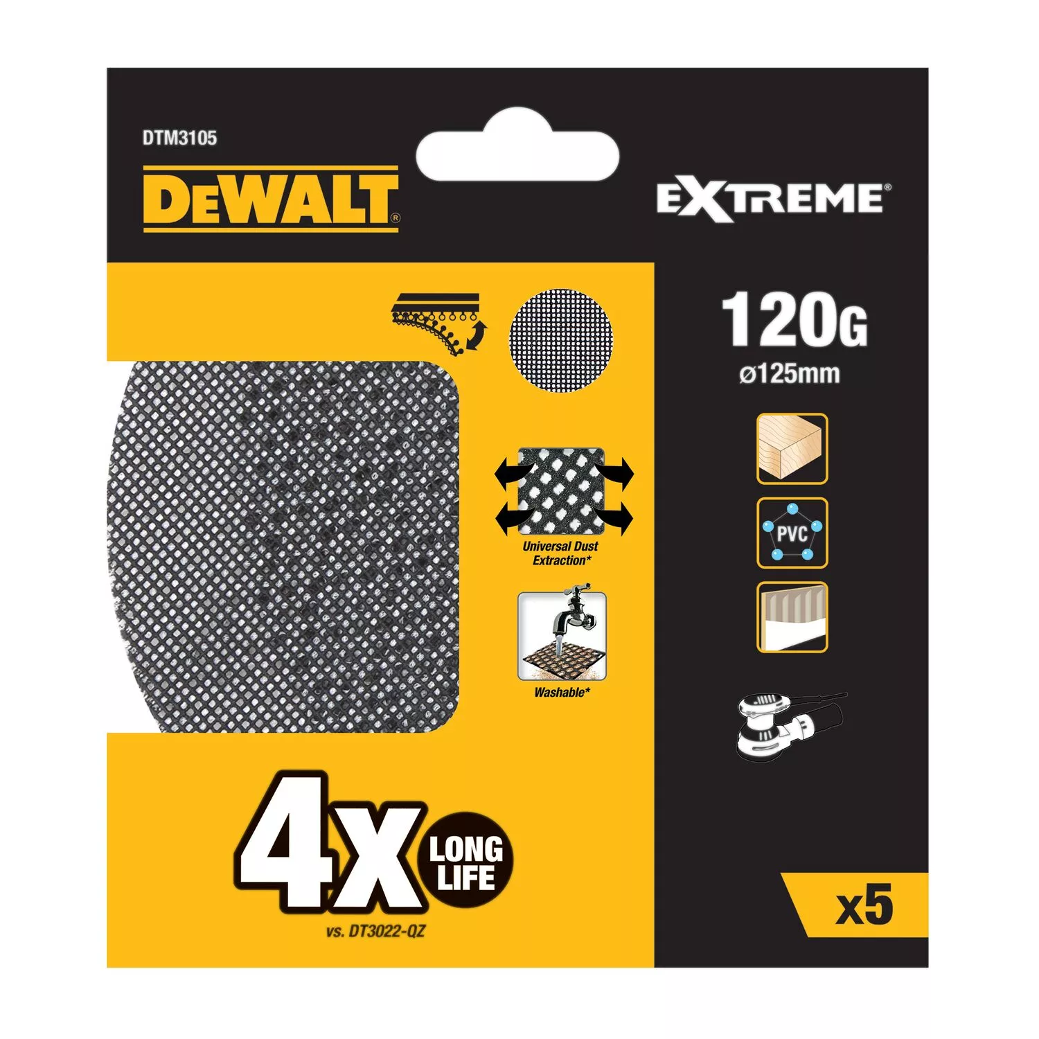 DeWALT DTM3105 Mesh schuurgaas - K120 - 125mm - 5st
