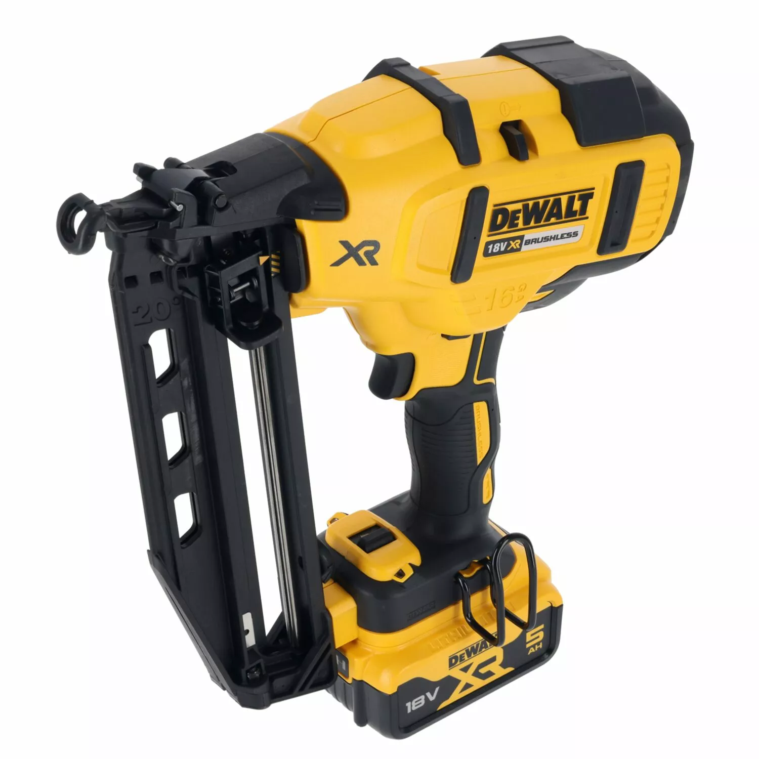 DeWALT DCN660P2 Cloueuse de finition sans fil 18V Li-Ion set (2x batterie 5,0Ah) dans coffret - moteur sans charbon - 16 Gauge - 32-63mm-image