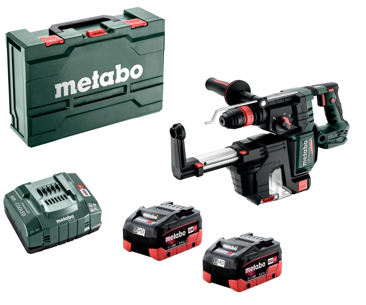 Metabo KH 18 LTX BL 28 Q Set ISA  18V Li-ion Accu combihamer set (2x5.5Ah LiHD accu) in Metabox-image