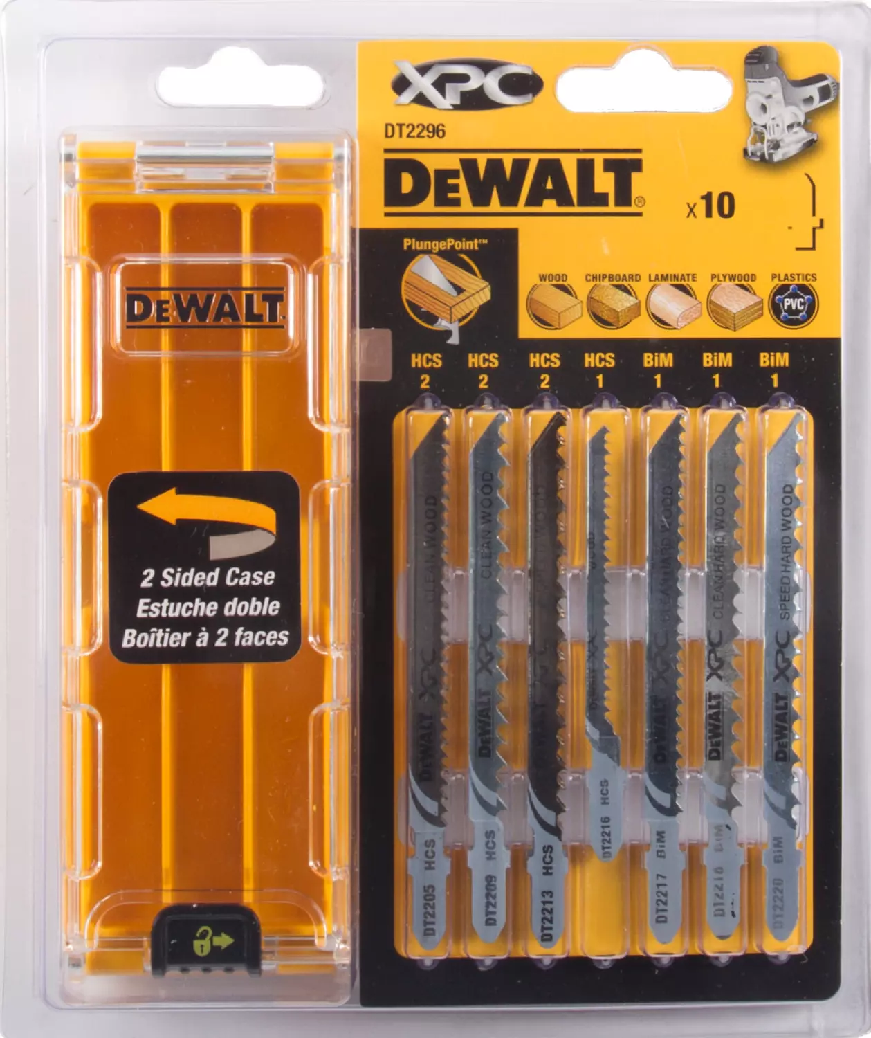 DeWALT DT2296 10 delig Decoupeerzaagblad set XPC in cassette - Hout / Kunststof / Laminaat-image