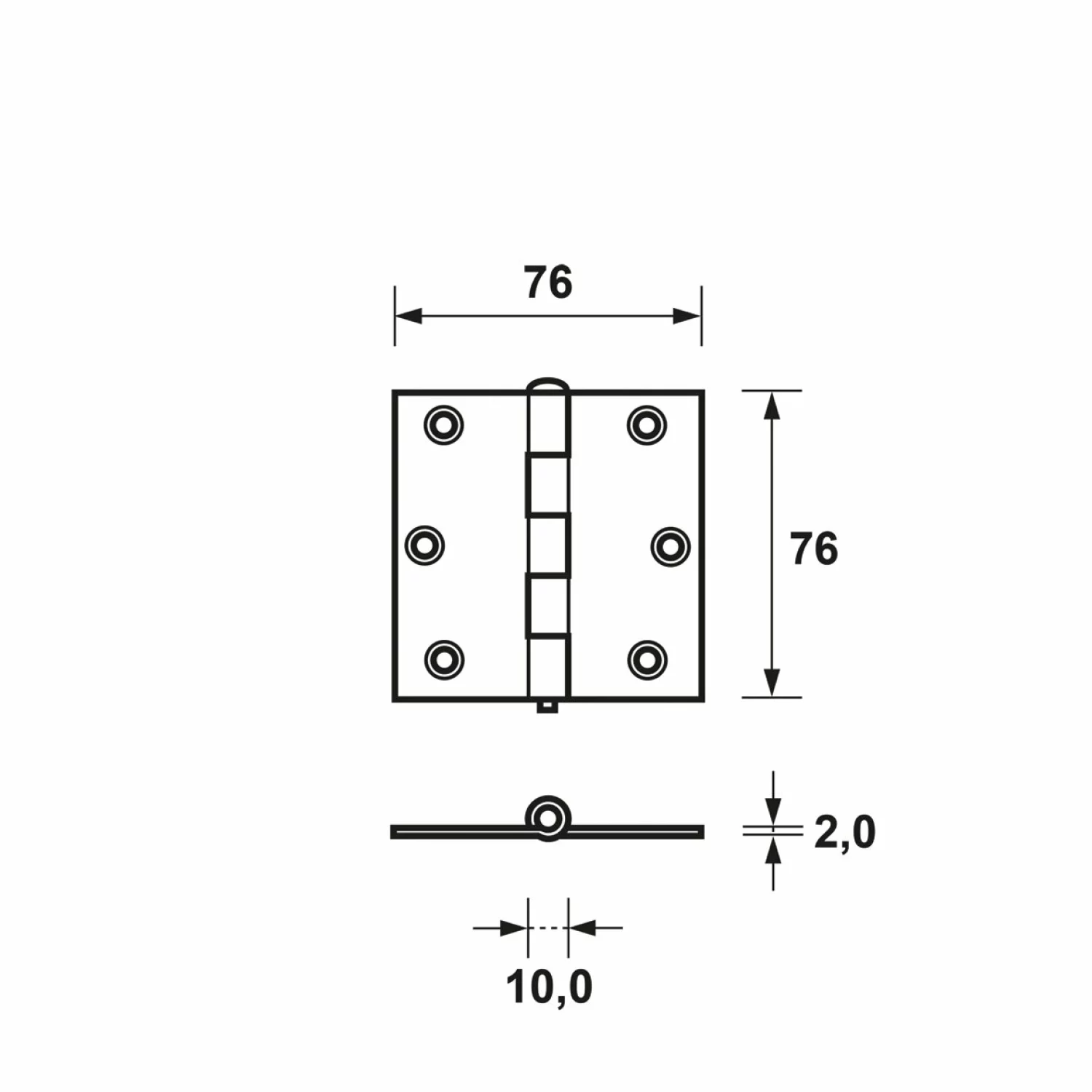 AXA 1103-24-23/E  Charnière - Couche de finition - 76 x 76 x 2mm-image