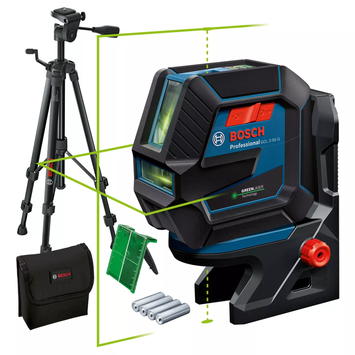 Bosch GLL 2-50 G Laser à croix laser + support - trépied avec Coffret de rangement - 15 m