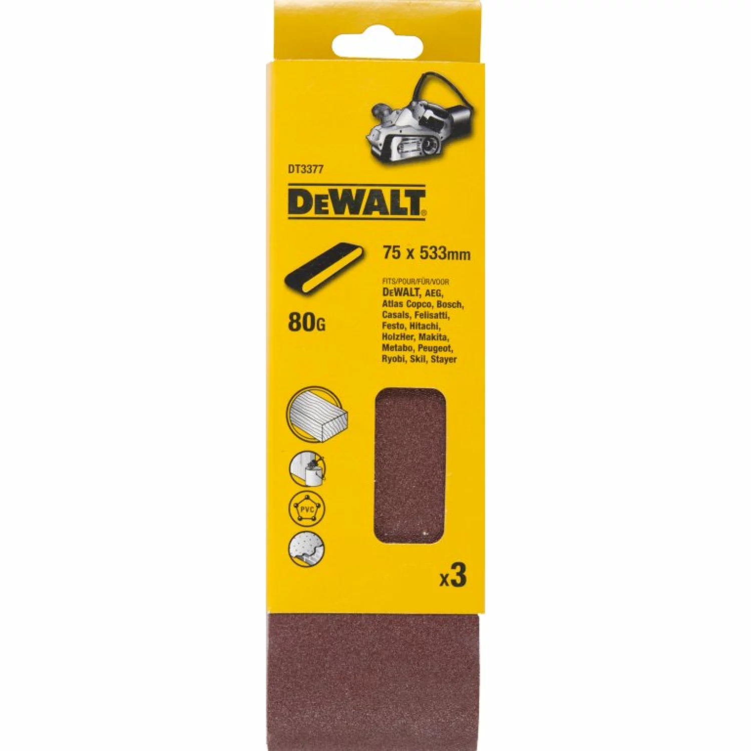 DeWALT DT3377 Schuurband - K80 - 75x533mm - 3st-image