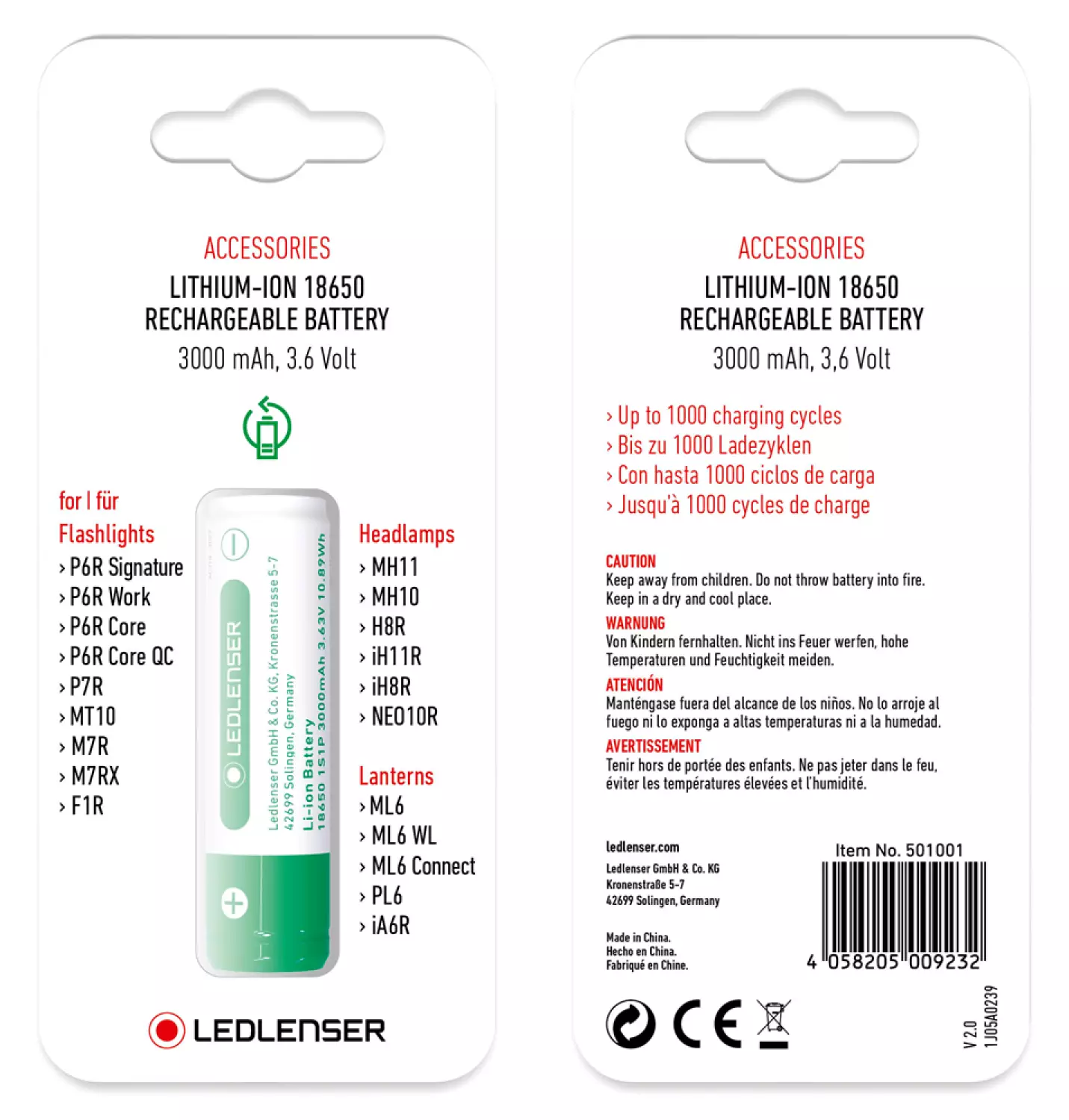 Ledlenser BLEDLSPBAT5001 - Pile rechargeable Li-Ion 3,7V pour M7R - 501001-image