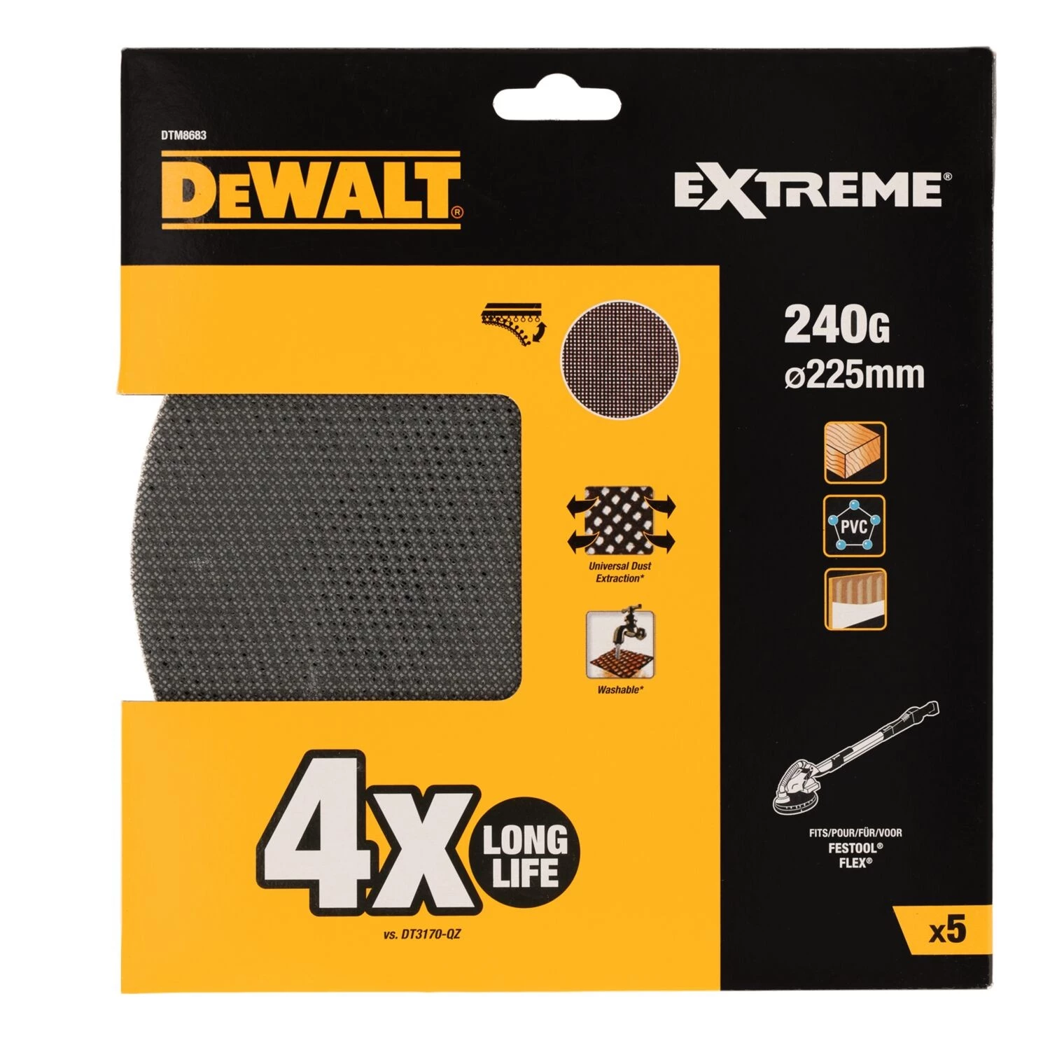 DeWALT DT3170 Schuurschijf - K120 - 225mm - 9 gaten - 10st