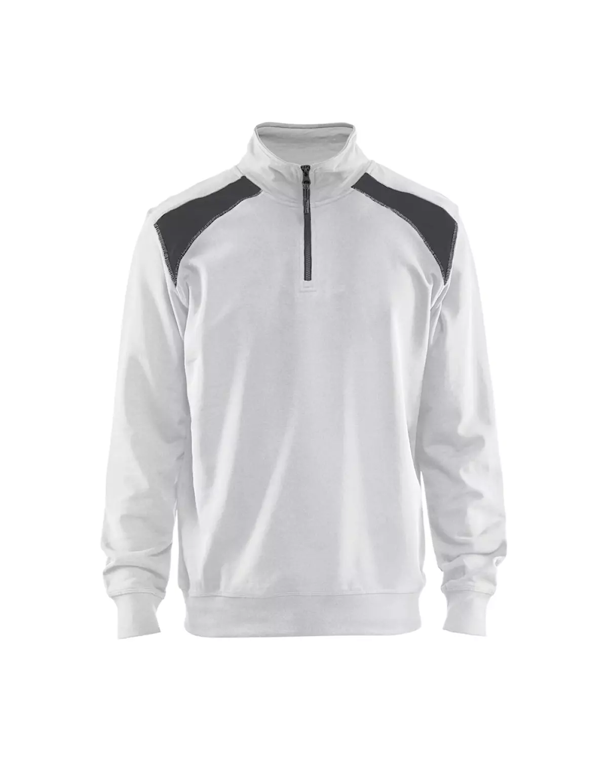 Blåkläder 335311581098S Sweatshirt met halve rits - bi-colour Wit/Donkergrijs - S