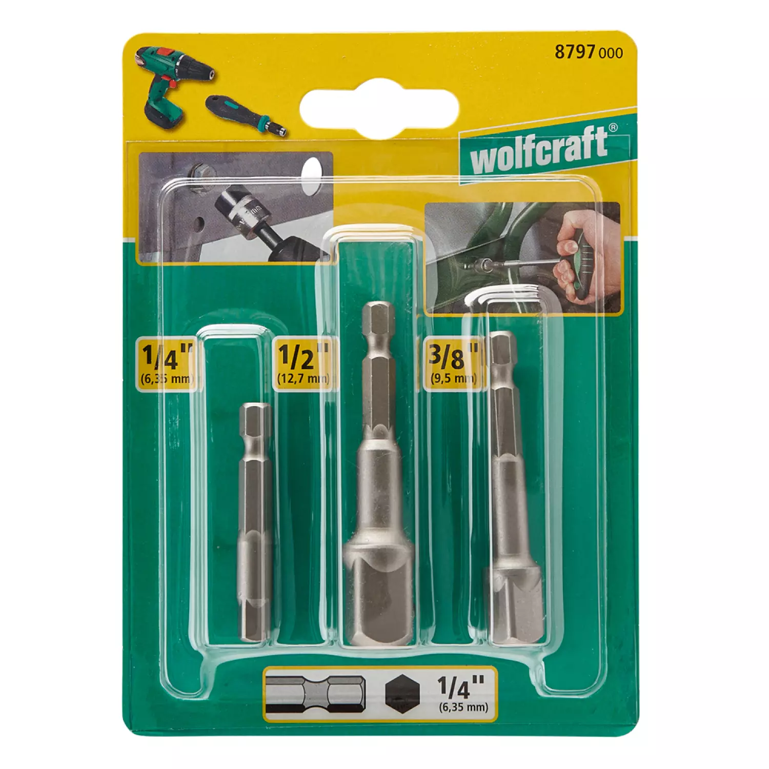 Wolfcraft 8797000 3-delige Adapterset met slipkoppeling - 6-13mm-image