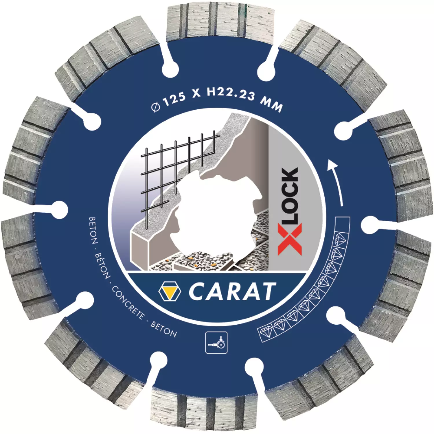 Carat CCXLOCK125 X-Lock Diamantdoorslijpschijf - Beton - 125x22,23mm-image