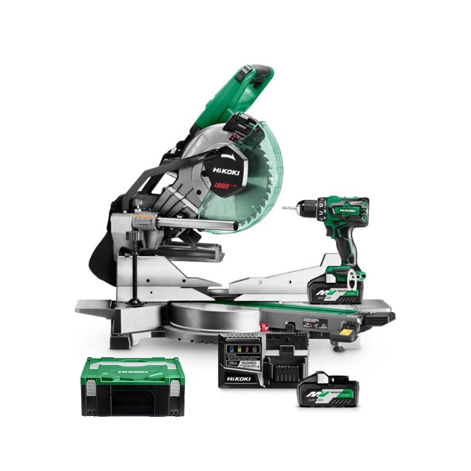 HiKOKI C3610DRAW4PZ 36V Li-Ion Multivolt accu afkortzaag & boor-/schroefmachine combiset (3x 4,0/8,0Ah accu) in HSC - koolborstelloos-image