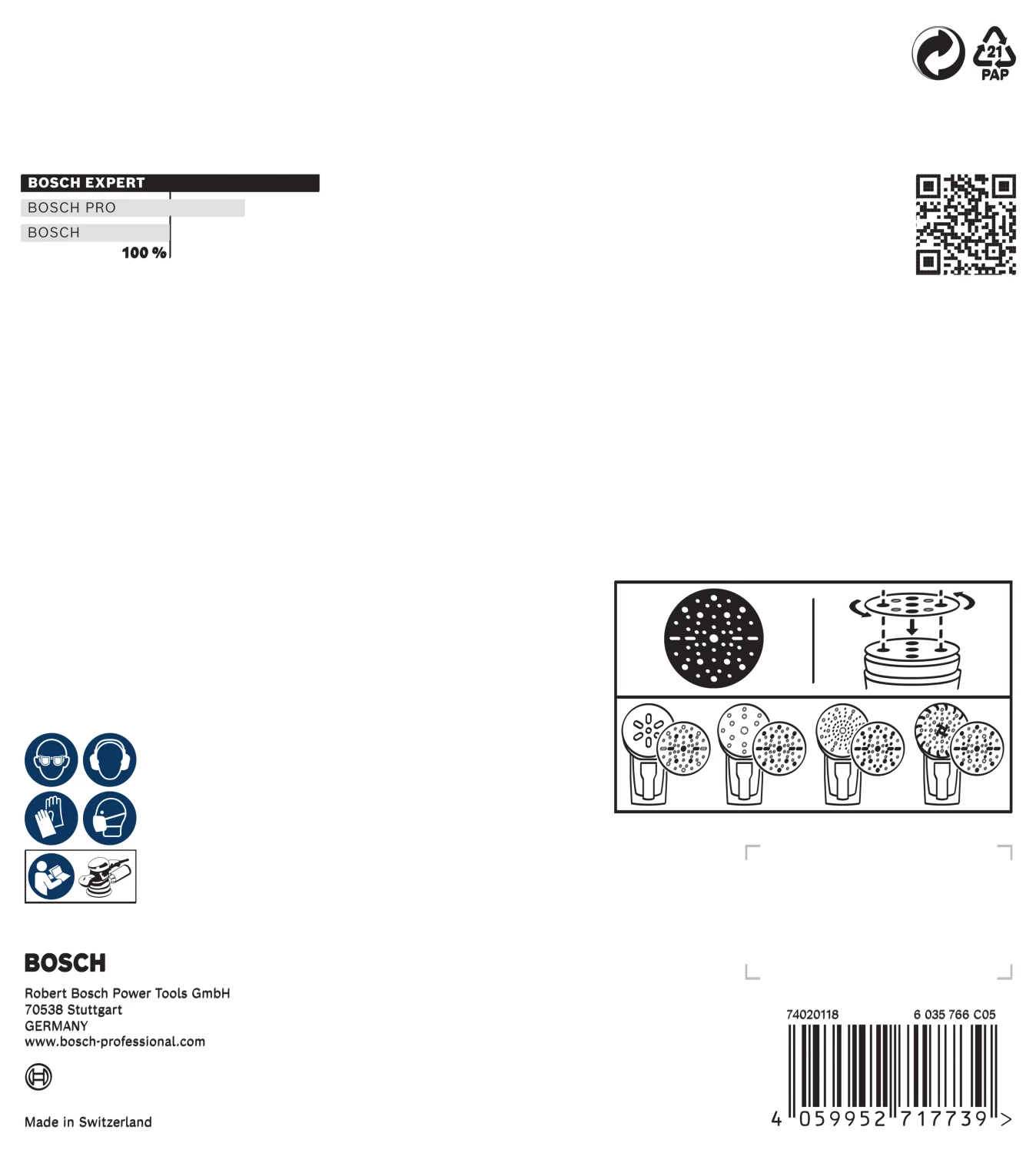 Bosch 2608902441 Disque abrasif EXPERT O780 avec support film - 150 mm - K80 (6 pièces)-image