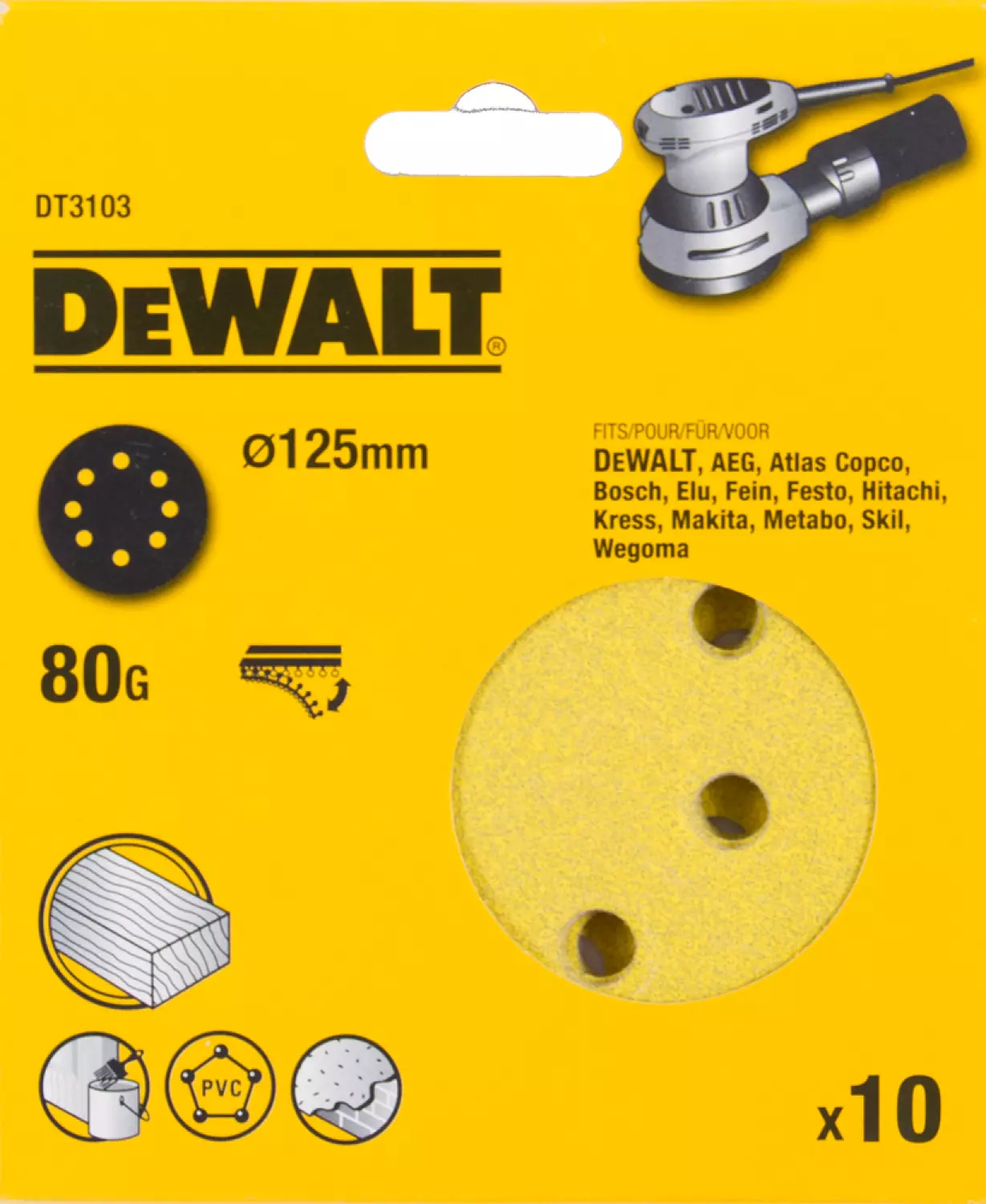 Dewalt DT3103 Disque de ponçage - K80 - 125 mm (10e)-image