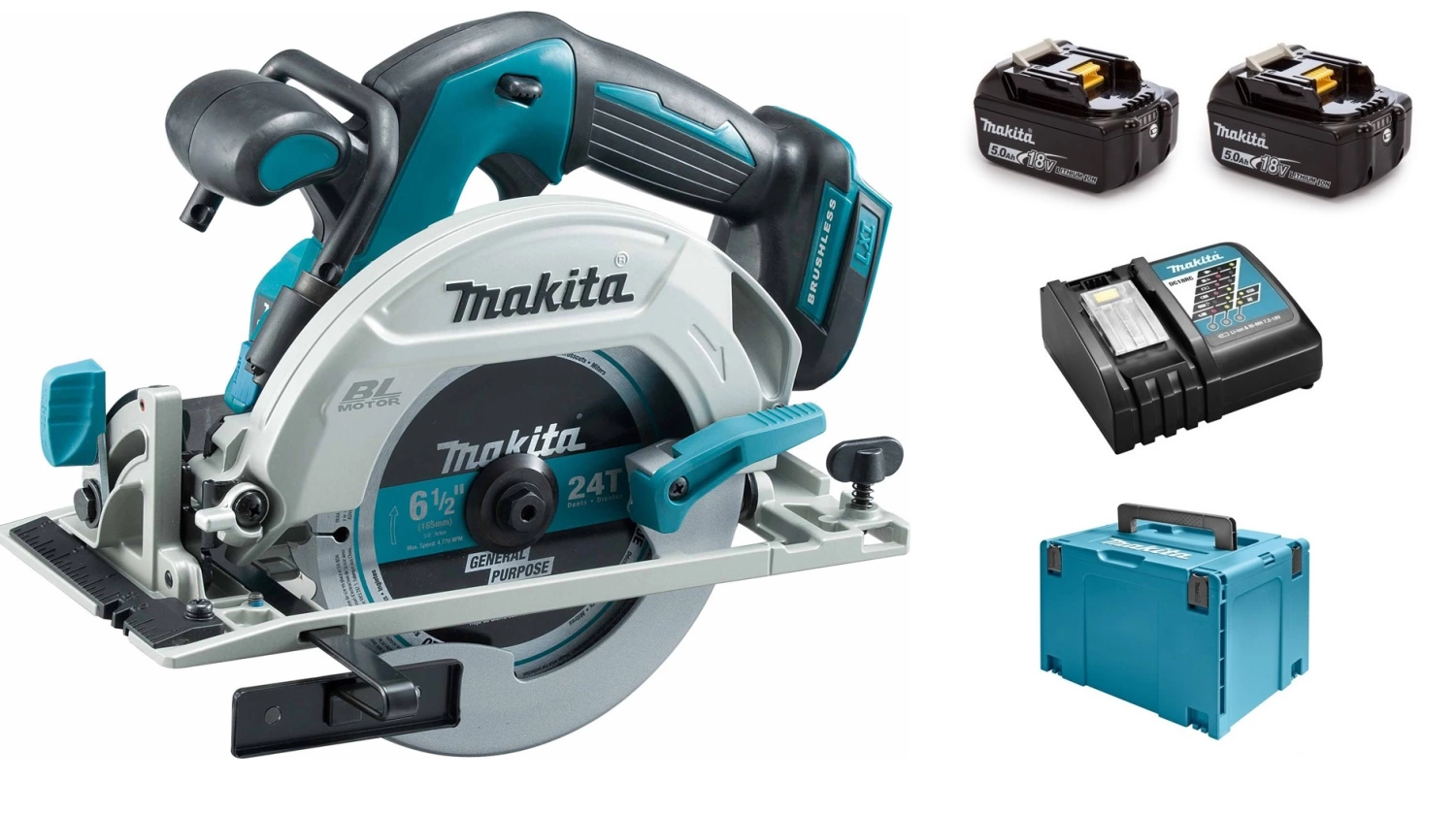 Makita DHS680RTJ 18V Li-Ion Accu cirkelzaag set (2x 5.0Ah accu) in Mbox - 165mm - koolborstelloos-image