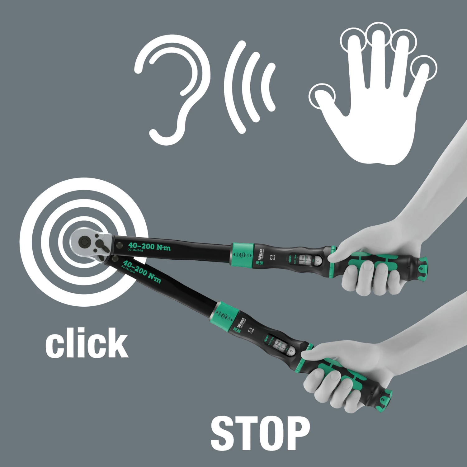 Wera 05075692001 Click-Torque Lock C 3 clé dynamométrique avec cliquet réversible - 40-200 Nm - 1/2 »-image