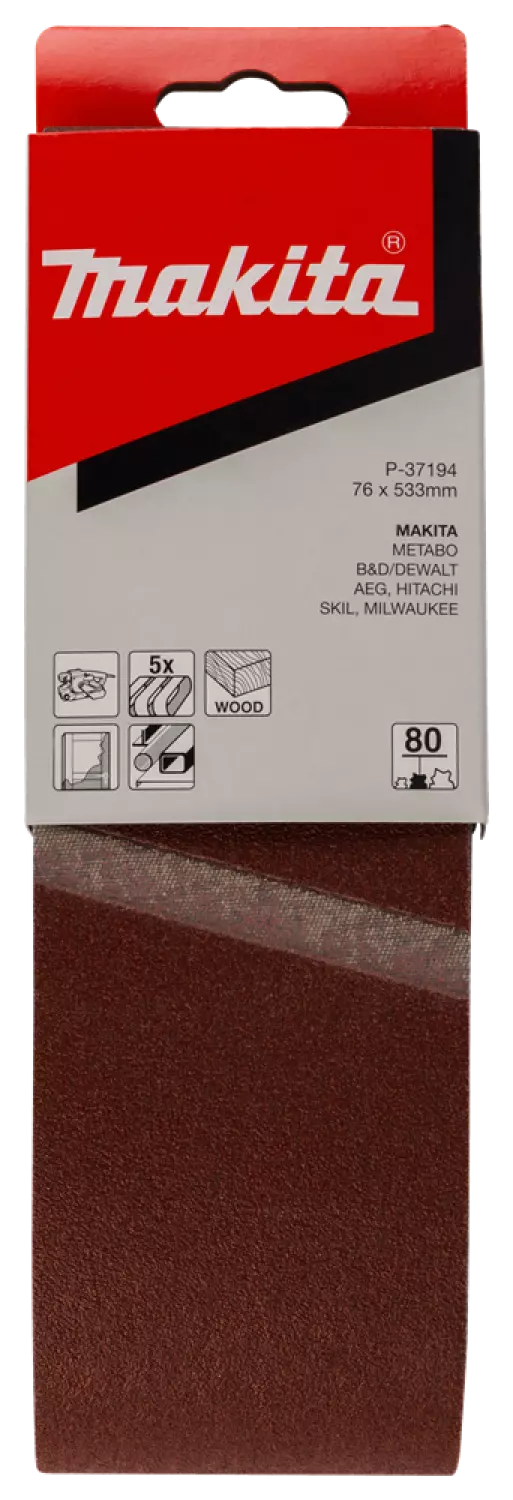 Makita P-37194 Schuurband Red - K80 - 76 x 533mm (5st)-image