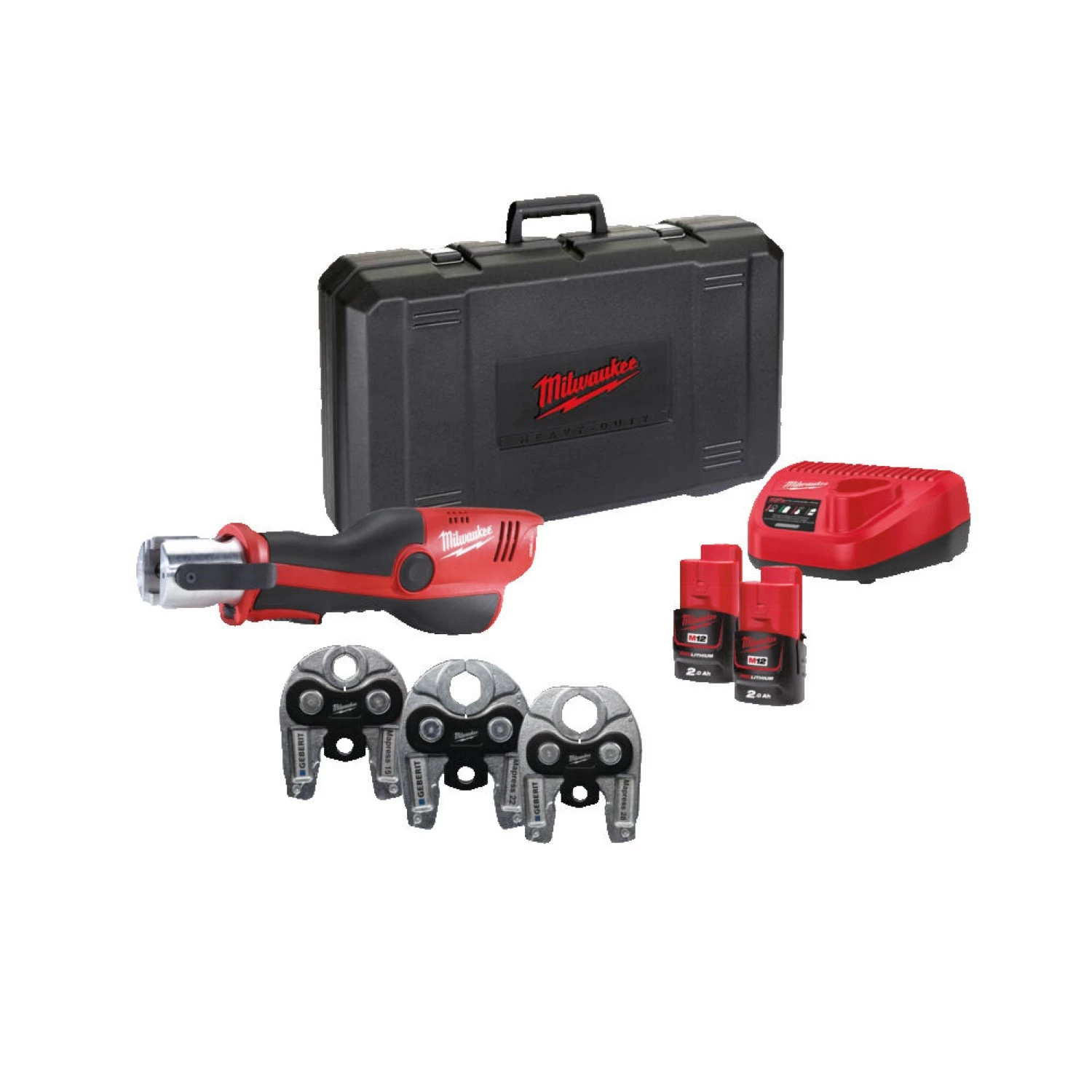Milwaukee M12 HPT-202C 12 V Li-ion batterie Kit pince hydraulique (2 batteries 2,0 Ah) dans un coffret - Geberit Mapress Set-image