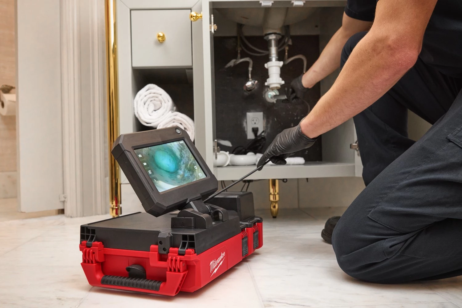 Milwaukee M12 POSIC-0 12V Li-ion accu PACKOUT riool inspectiecamera - 23m - 18mm HD Camera-image