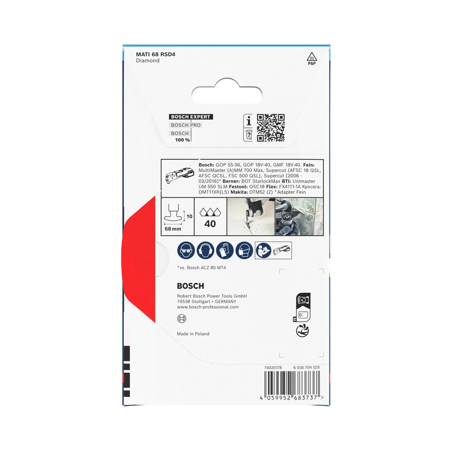 Bosch 2608902084 EXPERT Hoekblad MATI 68 RSD4 - 68 x 10mm - Mortel en tegels - (1st.)