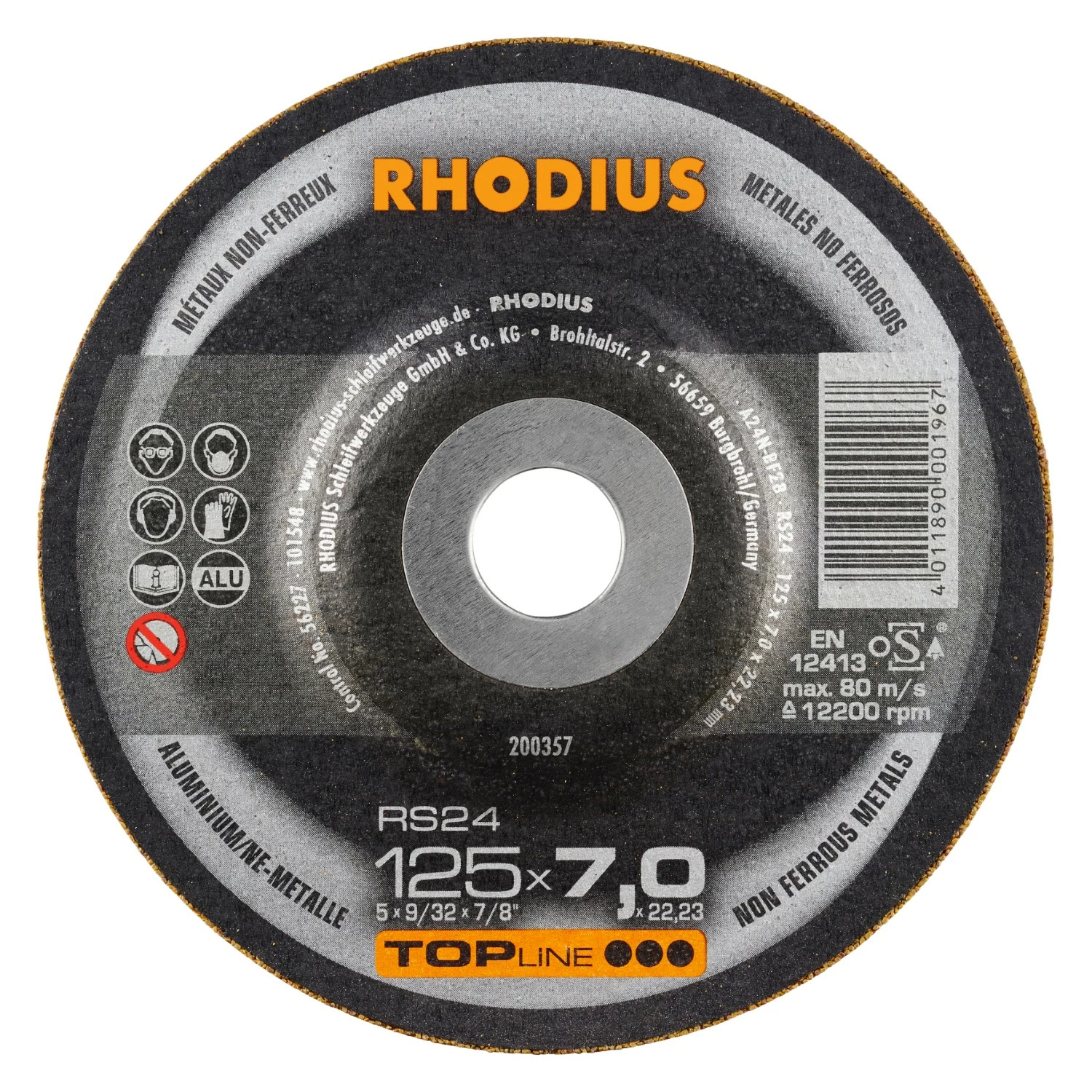 Rhodius 200357 RS24 TOPline lll Afbraamschijf 125 x 22,23 x 7mm (25 st)-image