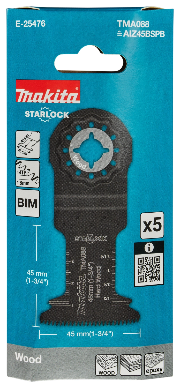 Makita E-25476 TMA088 Lame de scie pliante 45x45 mm - Bois dur (5 pièces)-image