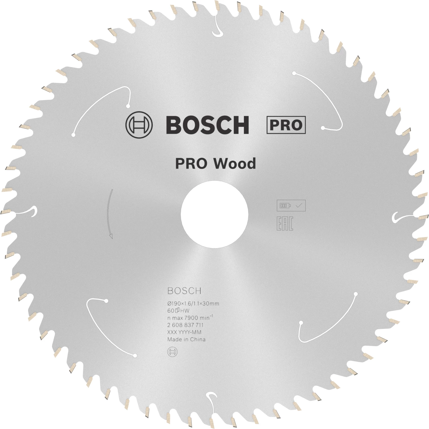 Bosch 2608837711 PRO Lame de scie circulaire sans fil pour bois - 190 x 30 x 60D-image