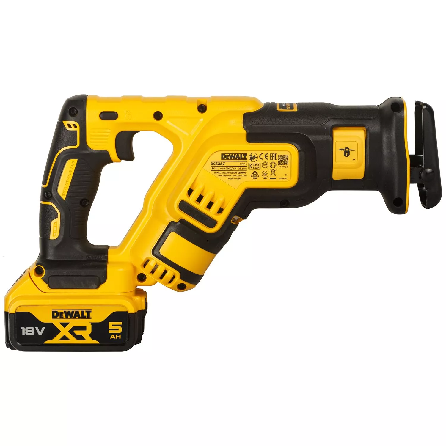 DeWALT DCS367P2 18V Li-ion XR accu reciprozaag set (2x 5.0Ah) in TSTAK - koolborstelloos-image